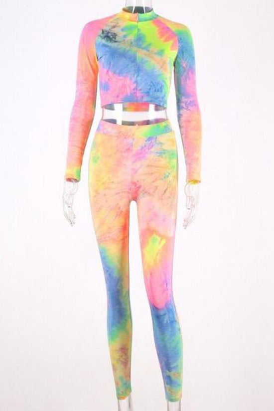 Load image into Gallery viewer, Unicorn Tie And Dye Long Sleeve Crop Top Women Clothing
