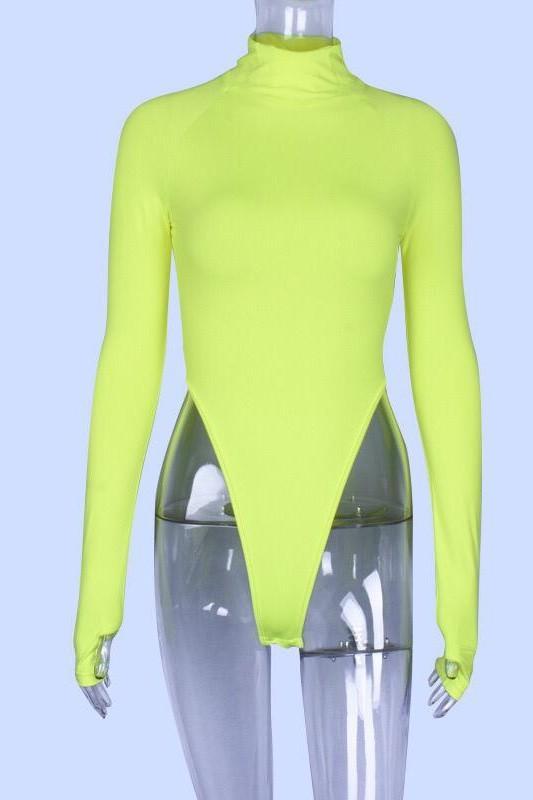 Neon Long Sleeve Bodysuit Green Clothing