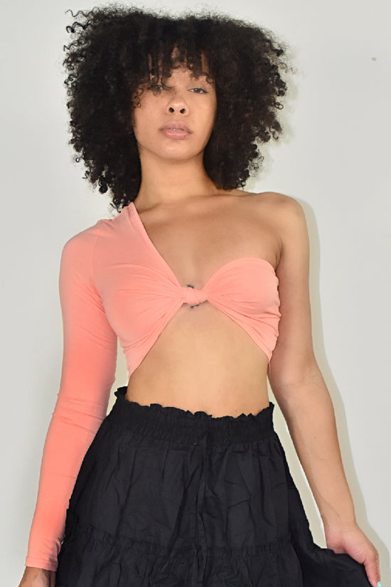 Load image into Gallery viewer, One Shoulder Long Sleeve Crop Top
