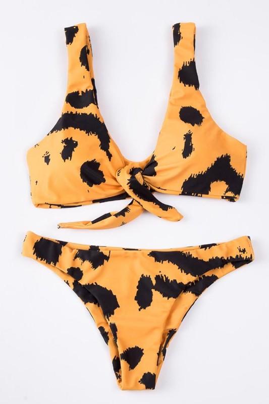 Load image into Gallery viewer, Front Tie Animal Print Bikini Set Color 1 Color1 Swimwear
