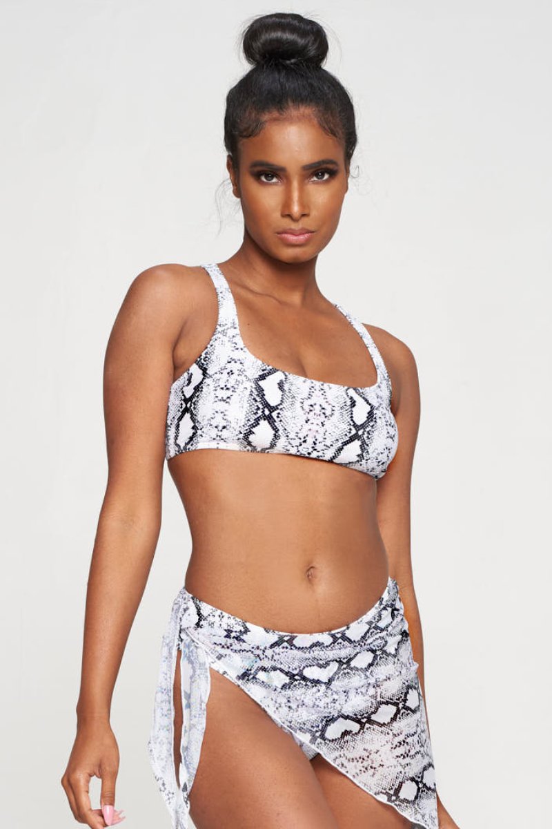 Venti Windrider Derivative Bikini Set Swimsuit Halter Top and Bottoms  Two-Piece Bathing Suit Swimwear with Sleeves and Wrap Skirt