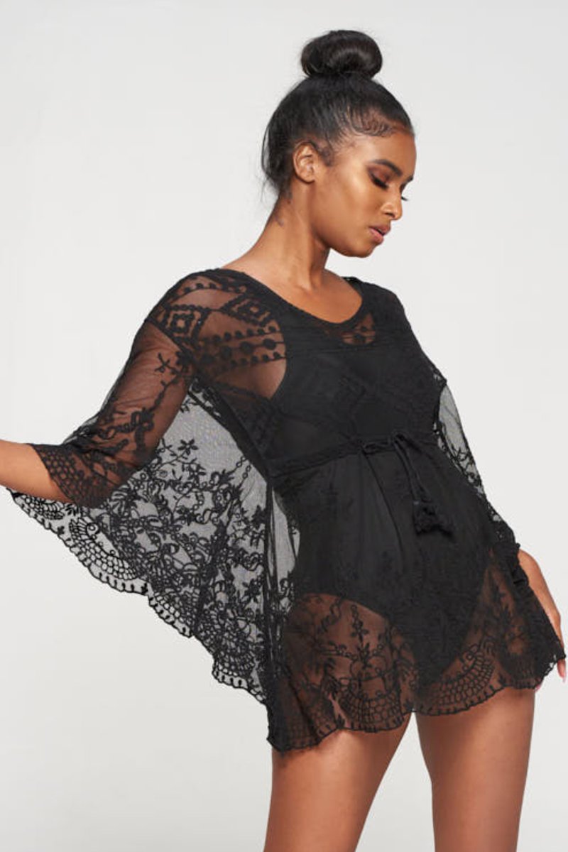 Lace Cover up with Strap Belt