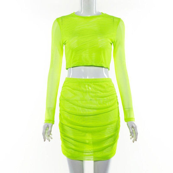 Neon Green Skirt Set Clothing