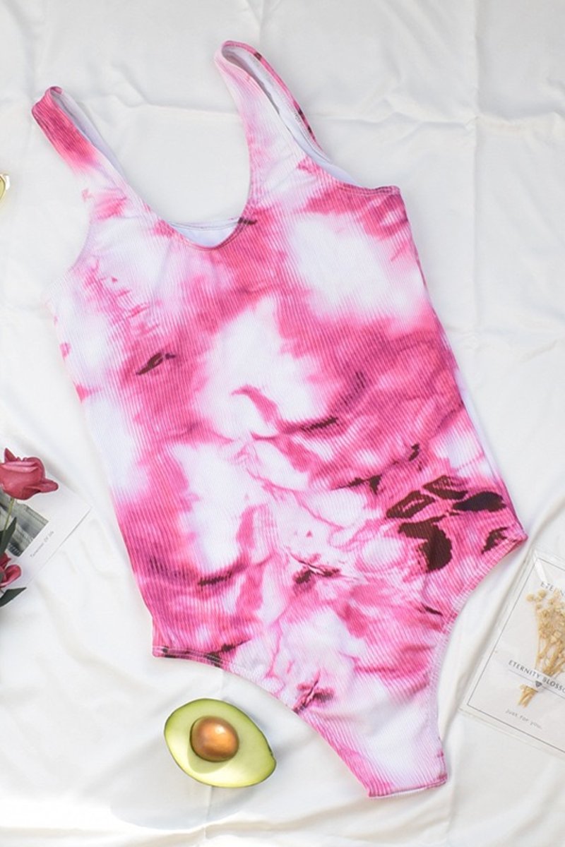 Pink and White Tie Dye One Piece