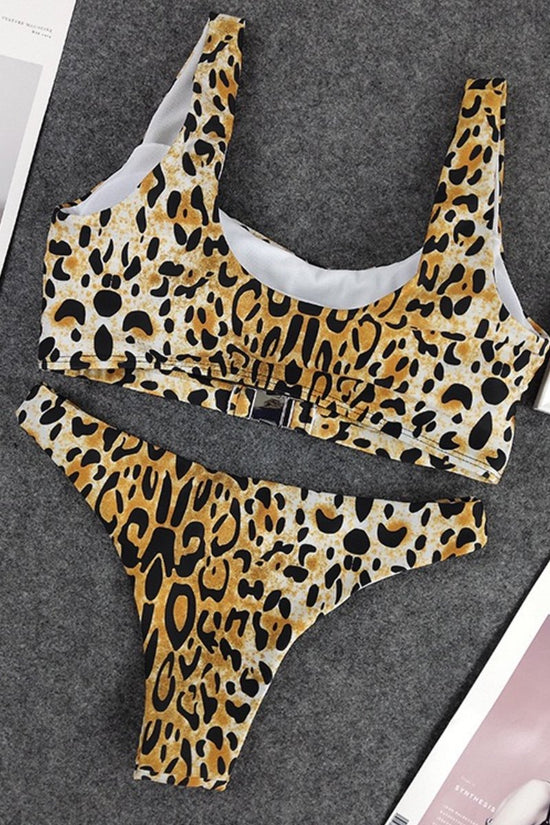 Load image into Gallery viewer, Cheetah Print Two Piece Bikini Set Swimwear
