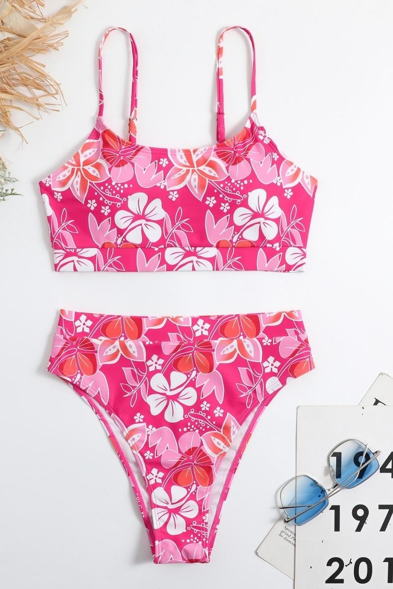 Floral Print High Waist Bikini Swimsuit Swimwear