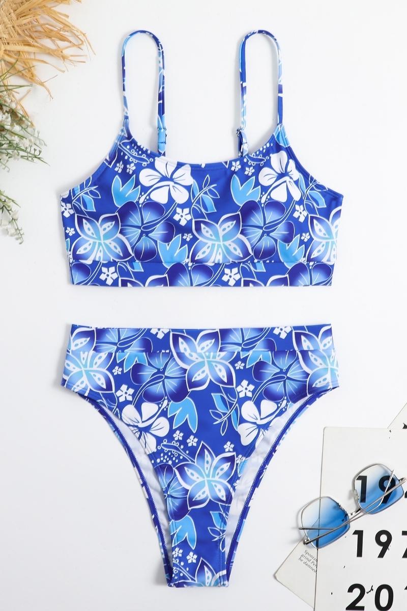 Floral Print High Waist Bikini Swimsuit Swimwear