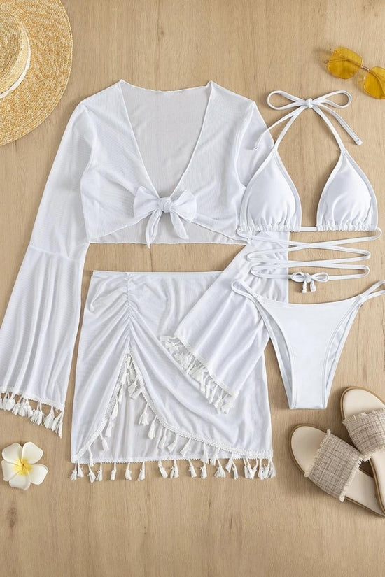 Load image into Gallery viewer, Four Piece Swimsuit Swimwear Bikini Set With Cover
