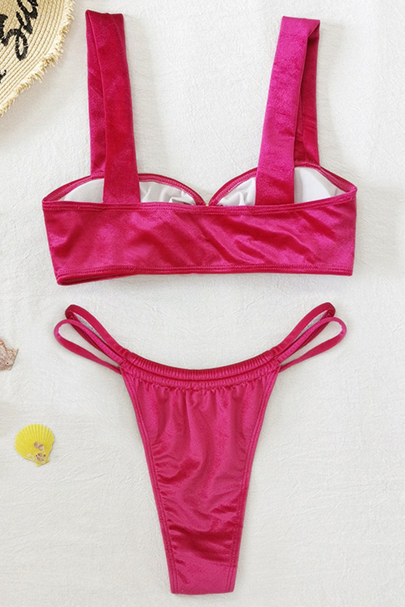 Pink O-ring Trendy Bikini Swimsuit Swimwear