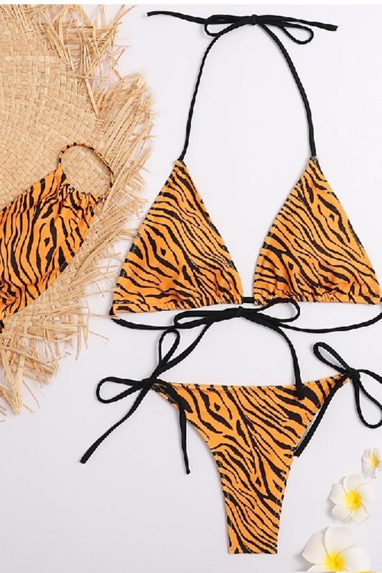 Tiger Print Bikini Set with Mask