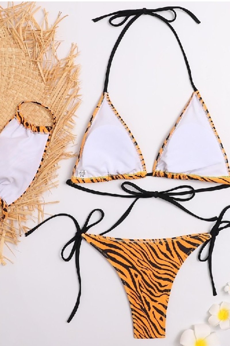 Tiger Print Bikini Set with Mask