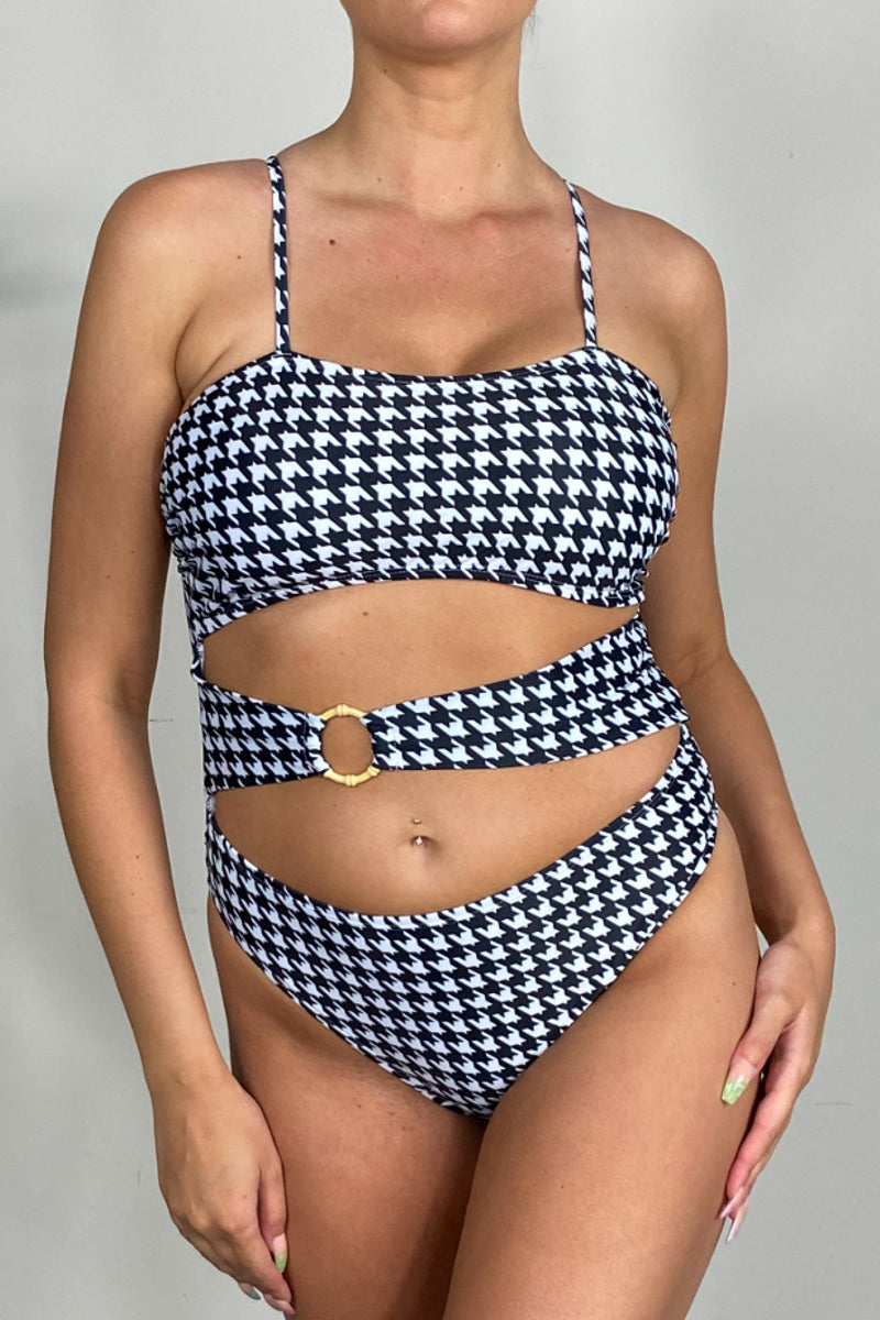 Load image into Gallery viewer, Hounds Tooth One Piece Swimsuit
