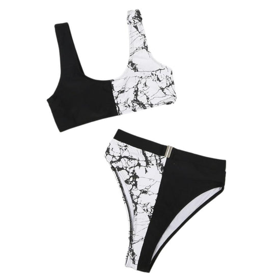 Load image into Gallery viewer, Marble Print Two Piece Bikini Swimwear Swimsuit
