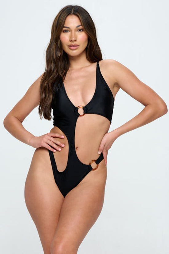 Ring Link Cut Out One Piece Swimsuit