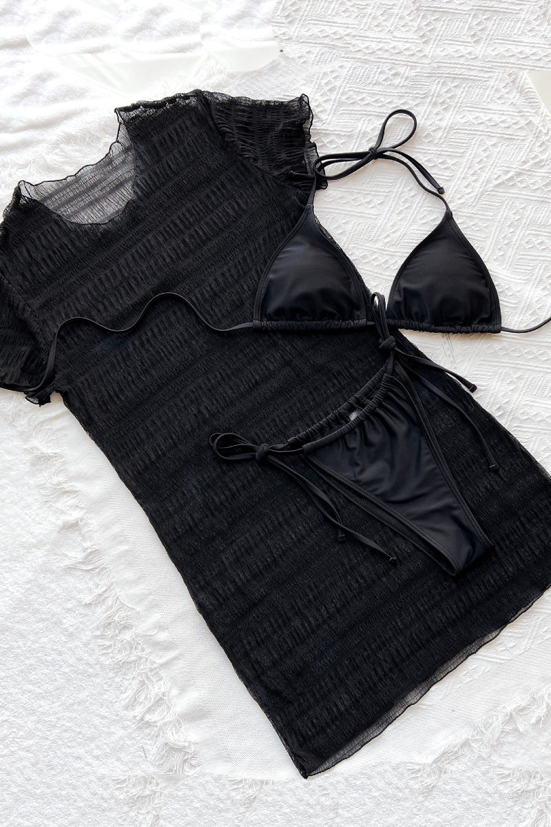 Smokey Three Piece Bikini Set with Cover Up Dress Swimsuit Swimwear