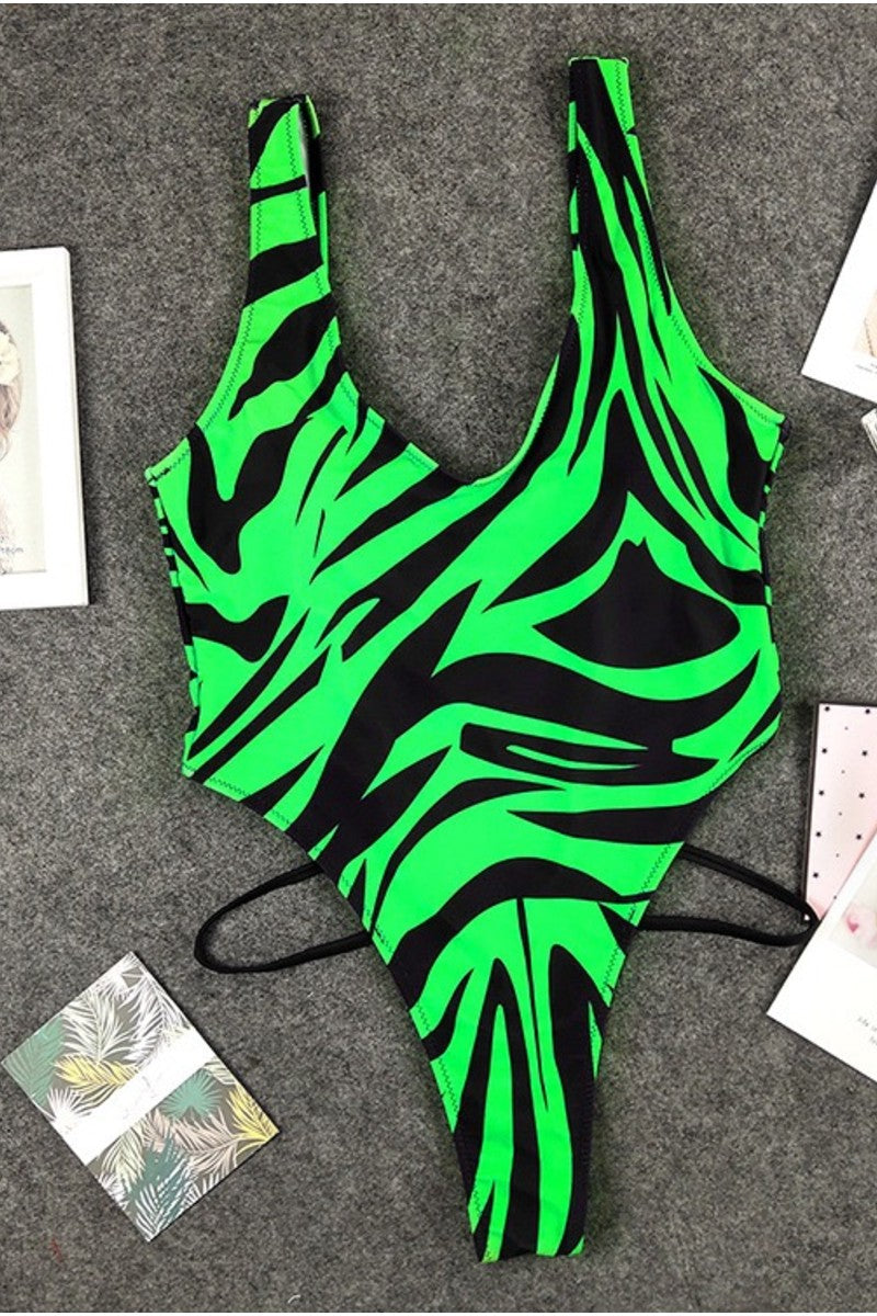 Zebra Print One Piece Swimsuit