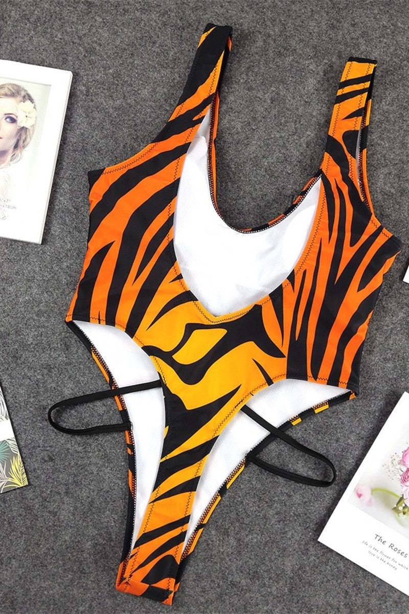 Zebra Print One Piece Swimsuit