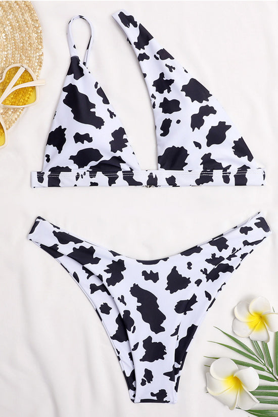Load image into Gallery viewer, Cow Print Cut Out Two Piece Bikini Set
