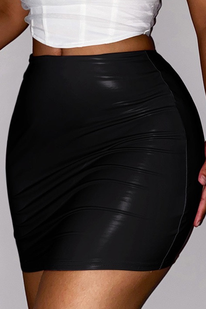 Latex Leather Mini Skirt