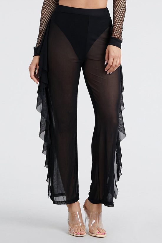 Sheer Ruffle Pants Swimsuit Cover Up